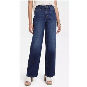 UNIVERSAL THREAD WOMENS HIGH RISE WIDE LEG JEANS DARK WASH 8S